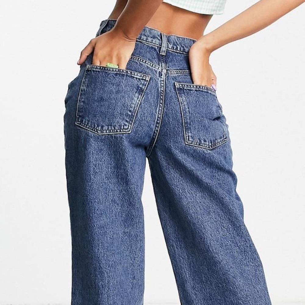 Asos darkwash high rise dad jeans.. size 25/32